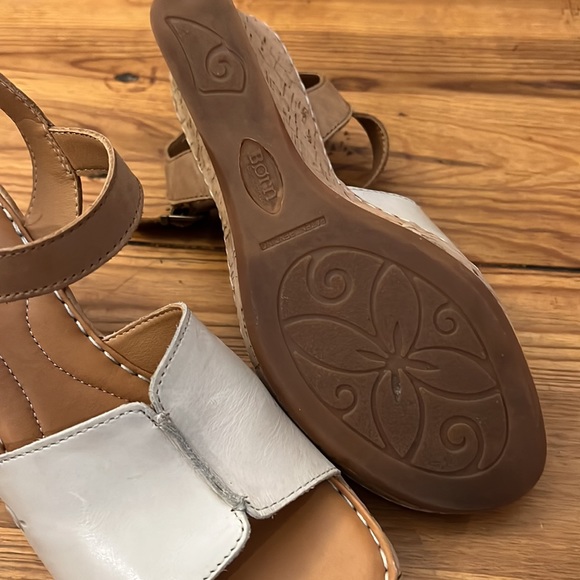 Born Cream and Tan Wedge Sandals - Picture 4 of 4